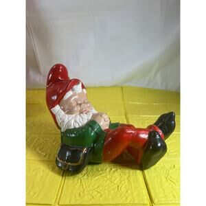 Vintage 70s Bebe Christmas Elf Sleeping Napping Ceramic Lazy